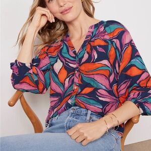 Evereve Multicolor Leaf Print Blouse